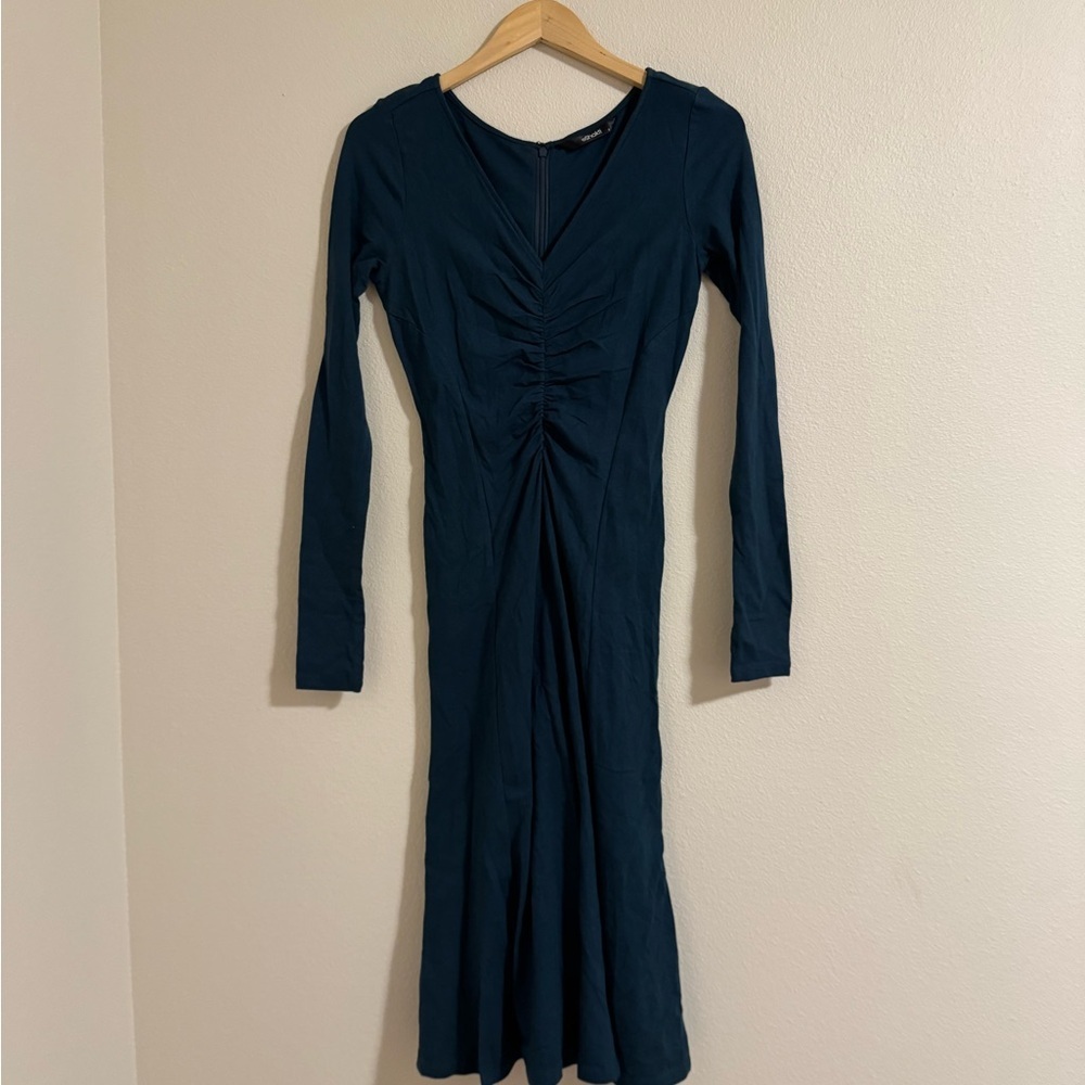 eShakti Teal Long Sleeve Dress